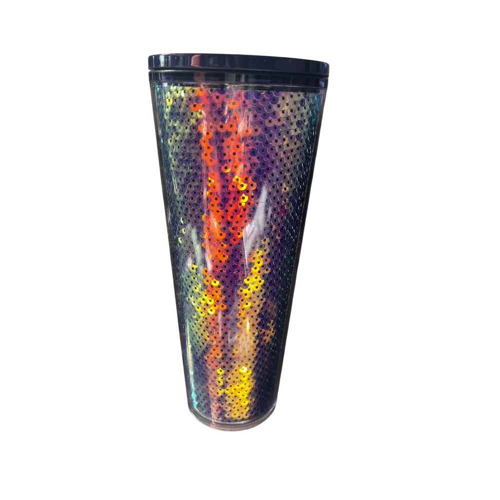Starbucks Iridescent Sequin Tumbler 24 oz Cold Cup Reusable Straw Lid - Picture 2 of 5